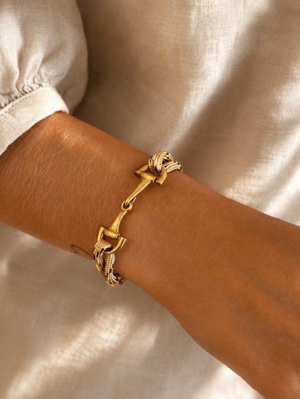 Armband met touw en gouden gesp Vergulde armband met touw