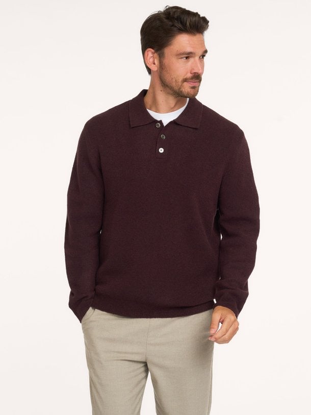 POLO LS AUBERGINE Wolmix polo