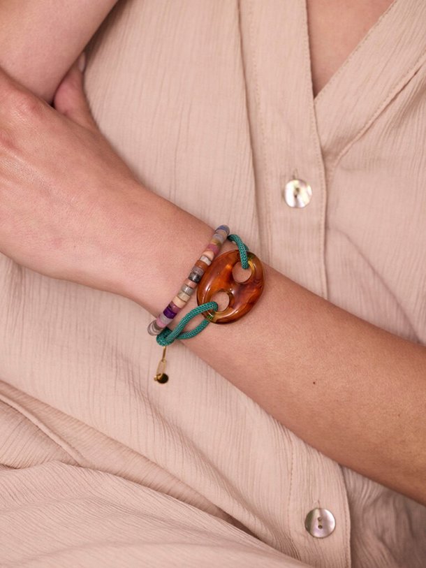 Gemstone armband Vergulde kralen armband