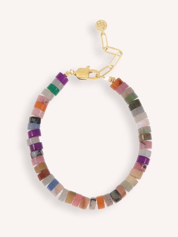 Gemstone armband Vergulde kralen armband