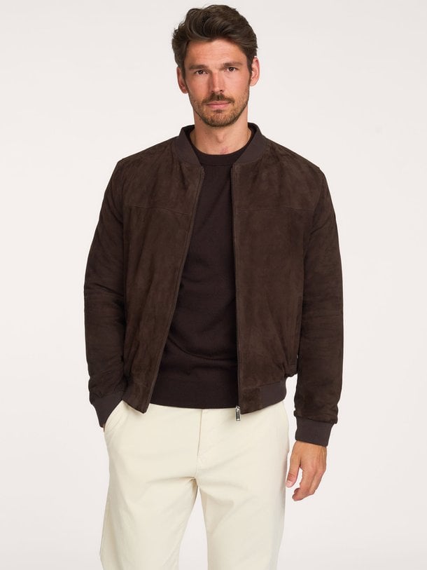 OUTERW BOMBER SUEDE D.BROWN Suede bomber jack