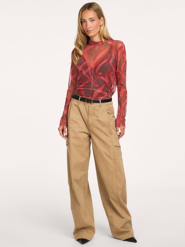 Hedson Hedson, geweven mesh top met print