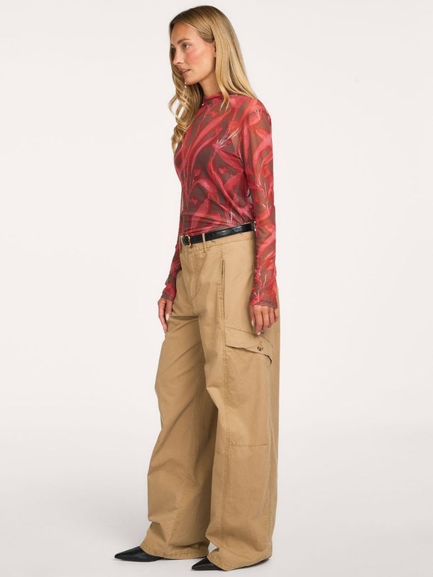 Hedson Hedson, geweven mesh top met print