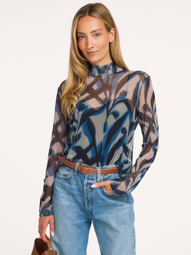 Hedson Hedson, geweven mesh top met print