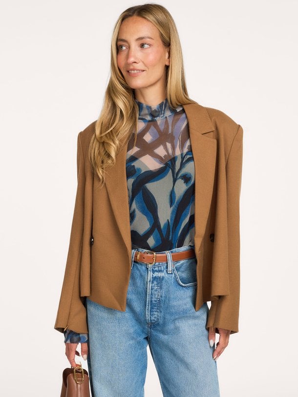 Hedson Hedson, geweven mesh top met print