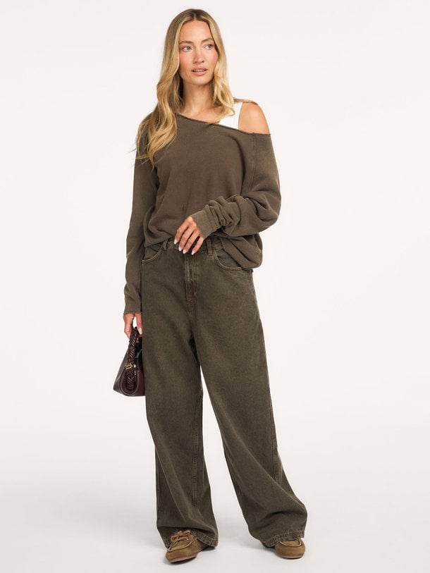 OSHOW-B Oshow, high waist barrel fit jeans