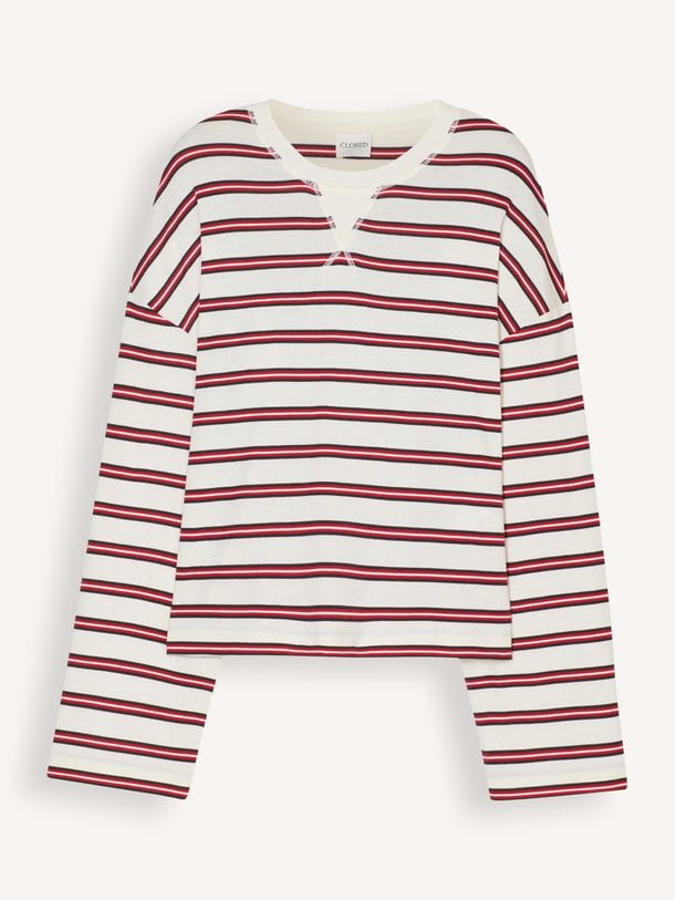Katoen/modalmix gestreepte longsleeve