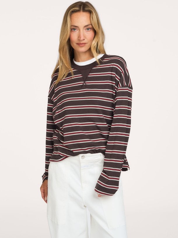 Katoen/modalmix gestreepte longsleeve