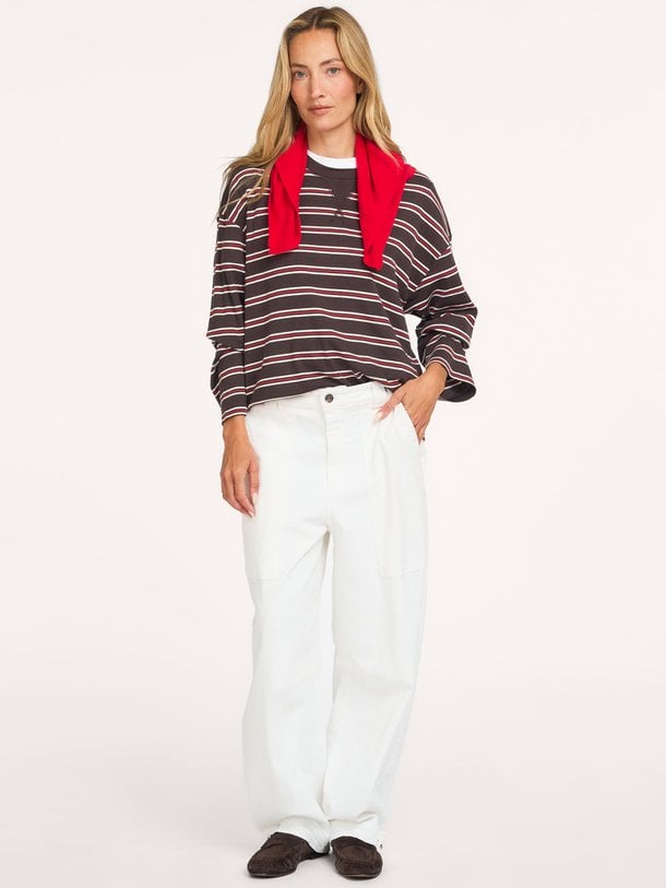 Katoen/modalmix gestreepte longsleeve