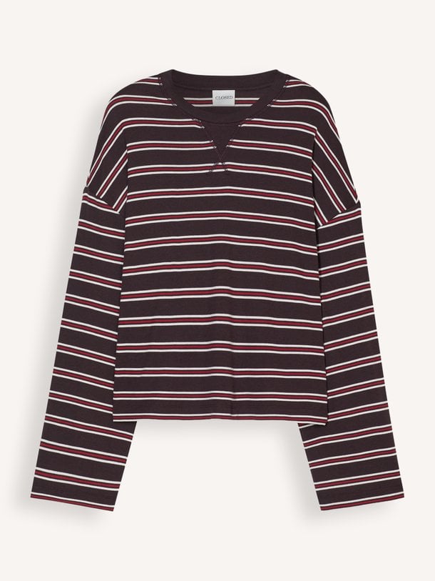 Katoen/modalmix gestreepte longsleeve