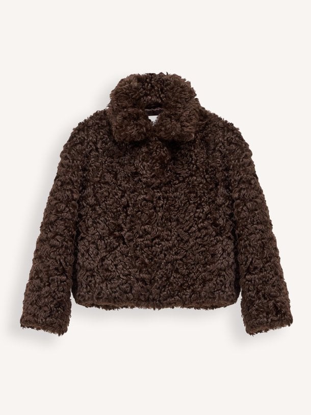 FAKE FUR JACKET Geweven fake fur jack