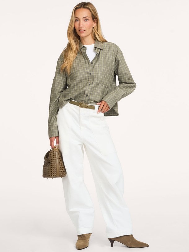 Katoen/lyocellmix geruite blouse