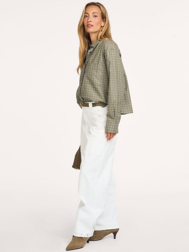 Katoen/lyocellmix geruite blouse