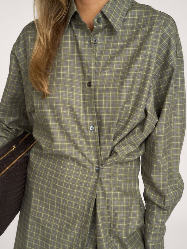 WAISTED SHIRTDRESS Katoen/lyocellmix geruite blouse jurk