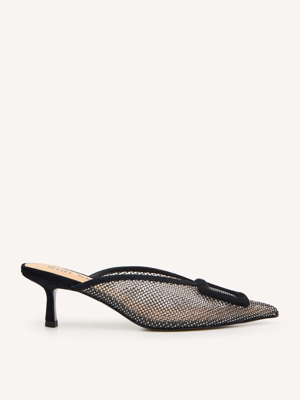 Bonnie, mesh muiltjes met strass