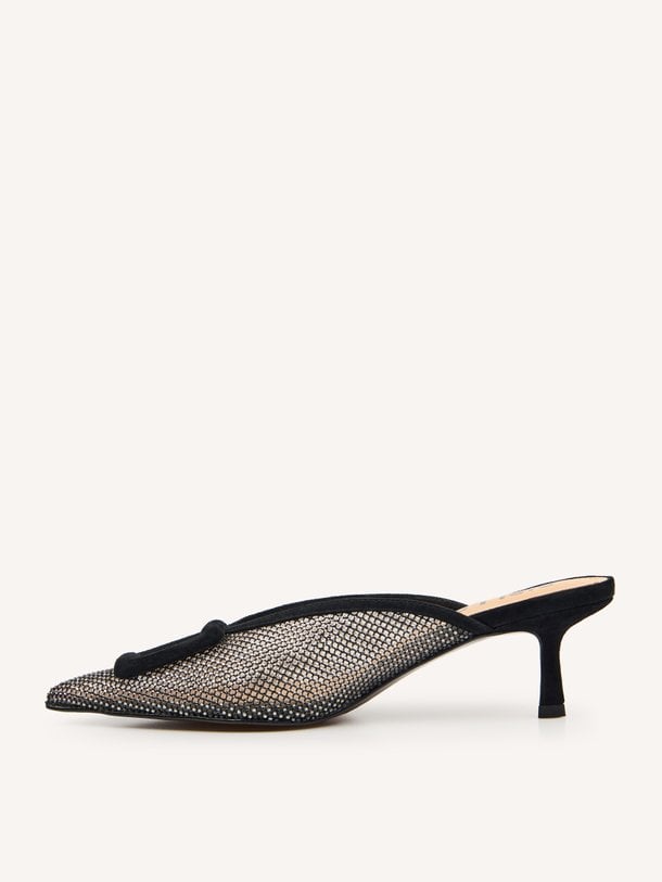 Bonnie, mesh muiltjes met strass