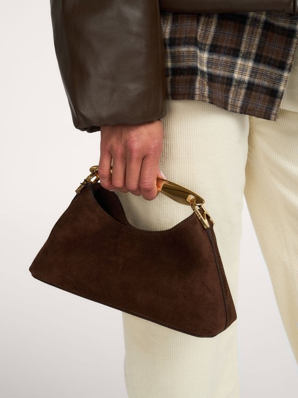 Mini Boomerang Suede Boomerang mini, suède schouder-/handtas