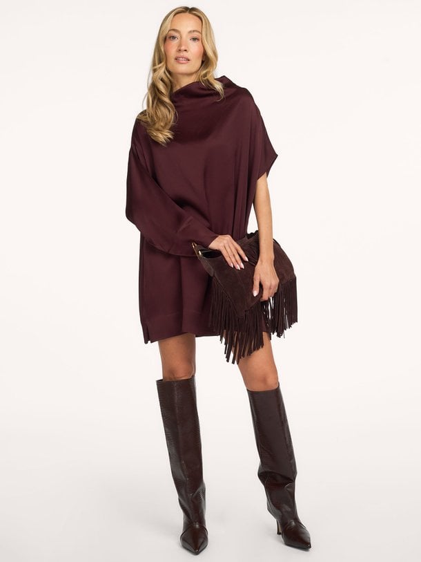 Enes Dress Short Satin Crepe Enes, viscosemix satijnen jurk