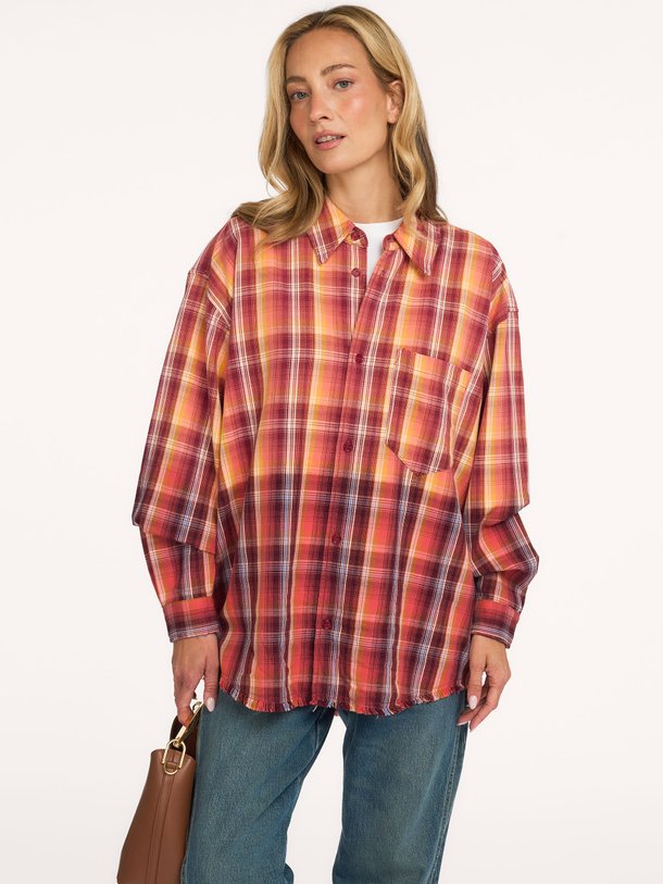 Harvey Shirt Checked + Bleached Harvey, katoenen geruite blouse