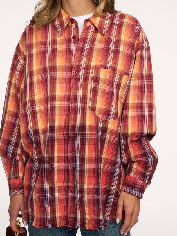 Harvey Shirt Checked + Bleached Harvey, katoenen geruite blouse