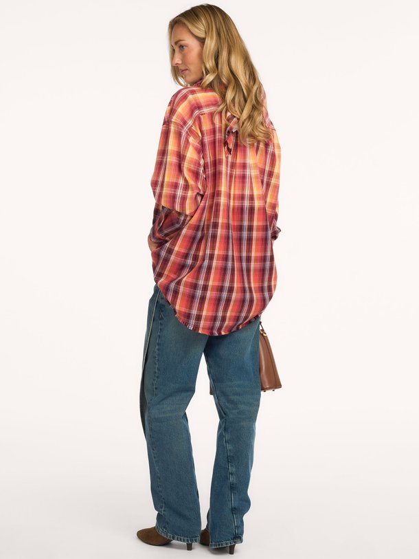 Harvey Shirt Checked + Bleached Harvey, katoenen geruite blouse