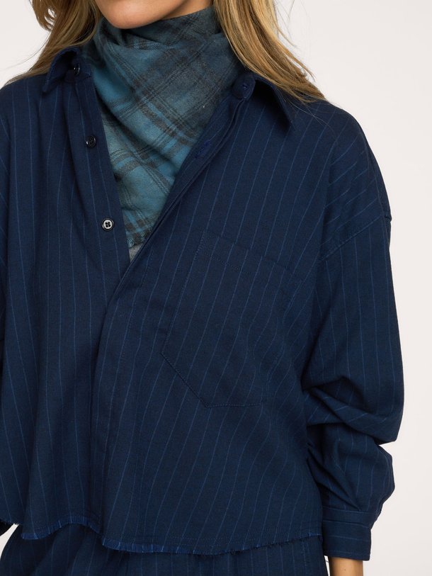 Ezra Cropped Shirt Pin Striped Ezra, viscosemix blouse
