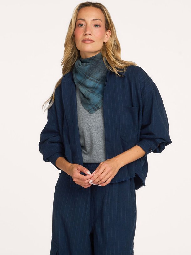 Ezra Cropped Shirt Pin Striped Ezra, viscosemix blouse