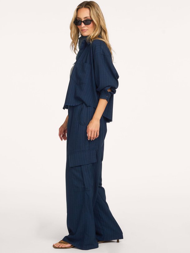 Ezra Cropped Shirt Pin Striped Ezra, viscosemix blouse