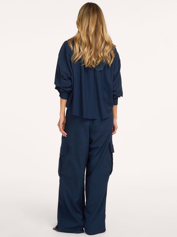Ezra Cropped Shirt Pin Striped Ezra, viscosemix blouse