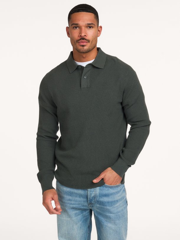 Afedro, wol/katoenmix polo trui