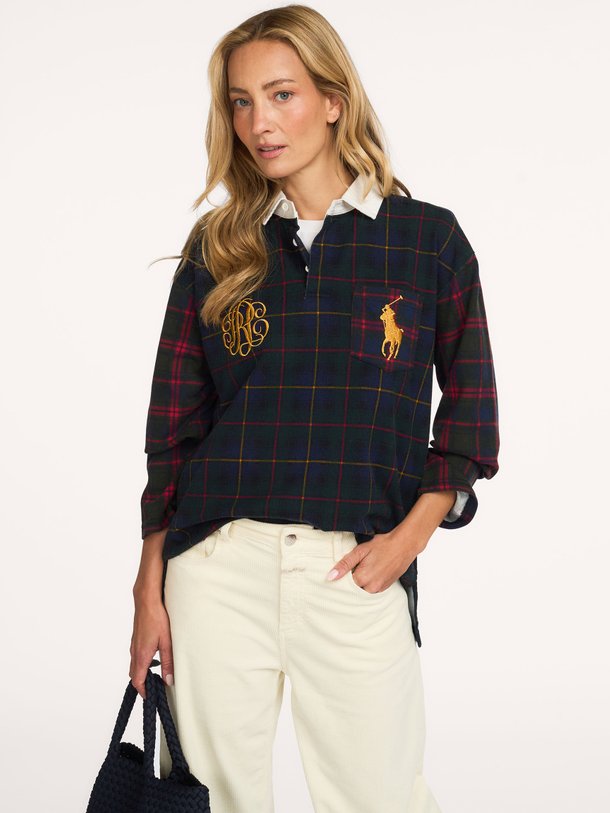 KNIT-RUGBY-PULLOVER Katoenen polo longsleeve