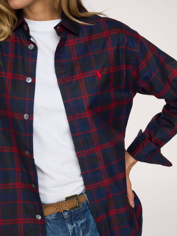 WOVEN-SHIRT Katoenen geruite blouse
