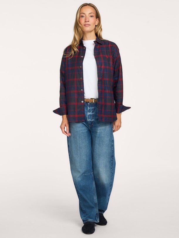 WOVEN-SHIRT Katoenen geruite blouse