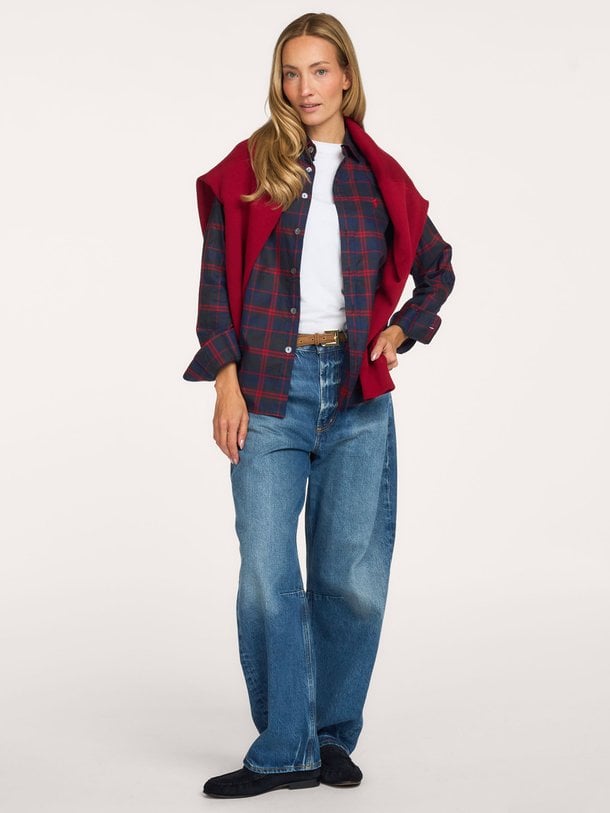 WOVEN-SHIRT Katoenen geruite blouse