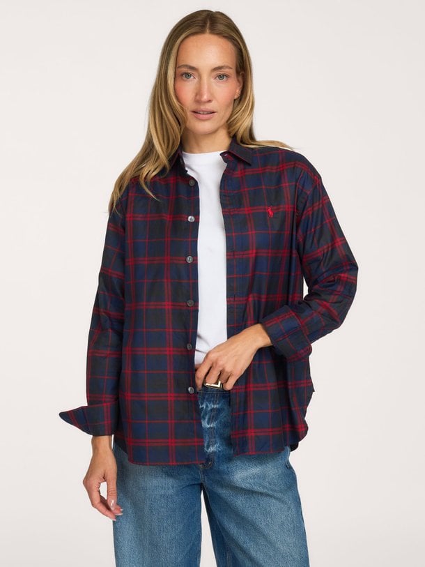 WOVEN-SHIRT Katoenen geruite blouse