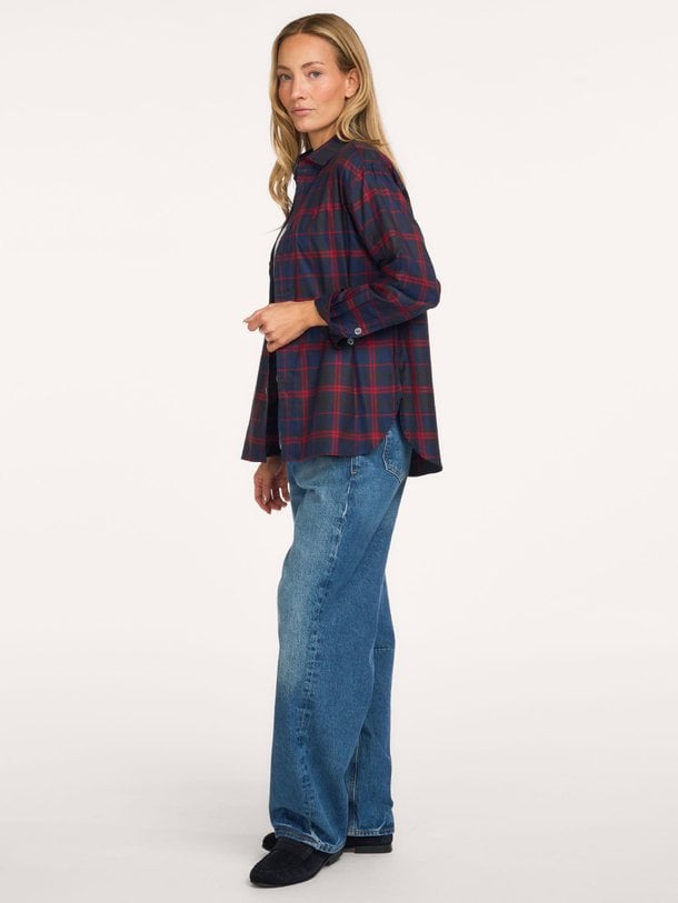WOVEN-SHIRT Katoenen geruite blouse