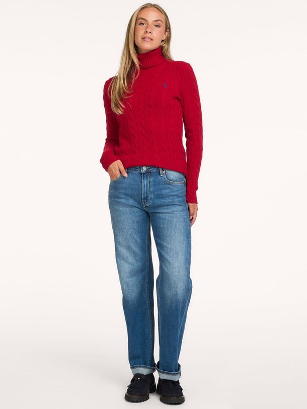 LS TN-LONG SLEEVE-PULLOVER Wol/cashmeremix coltrui met kabelpatroon
