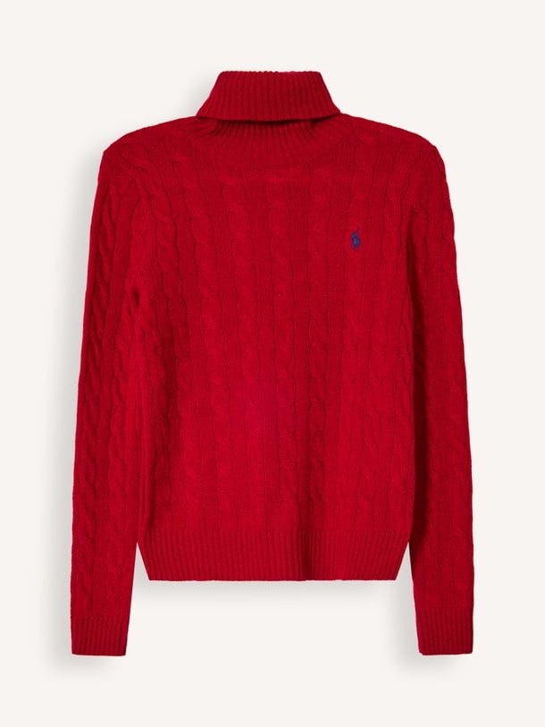LS TN-LONG SLEEVE-PULLOVER Wol/cashmeremix coltrui met kabelpatroon