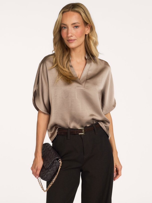 Anelle Heavy Sateen Blouse Anelle, geweven satijnen top