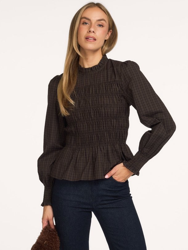 Possa Big Check Blouse Possa, katoenen geruite top
