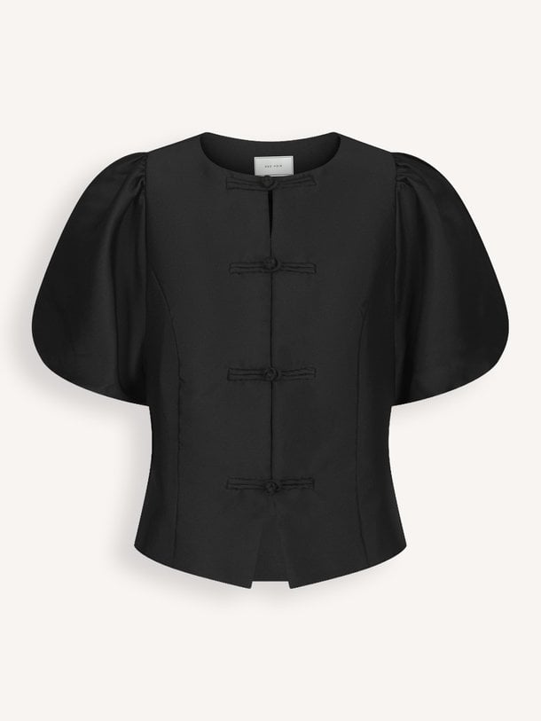 Anela Mandarin Dull Satin Blouse Anela, geweven jasje