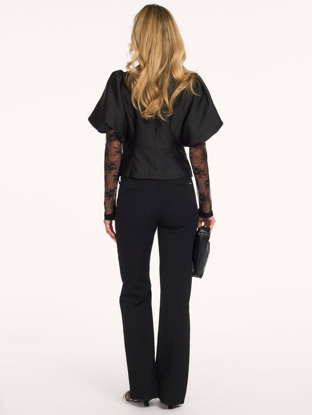 Anela Mandarin Dull Satin Blouse Anela, geweven jasje