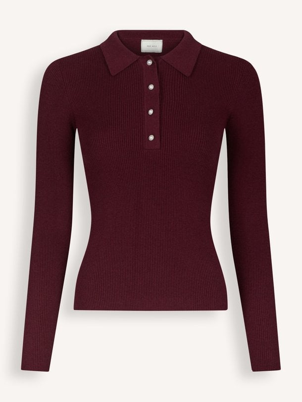 Panama Knit Blouse Panama, viscosemix polo longsleeve