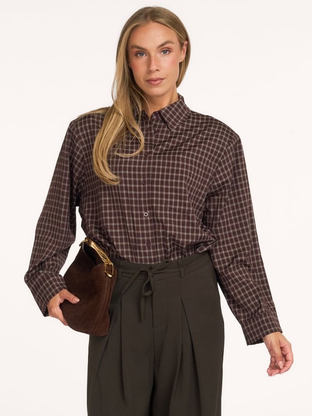 Anella Check Shirt Anella, viscosemix geruite blouse