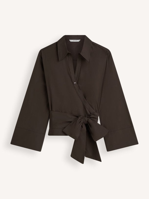 Wrap blouse Crispy poplin Katoenen wrap blouse