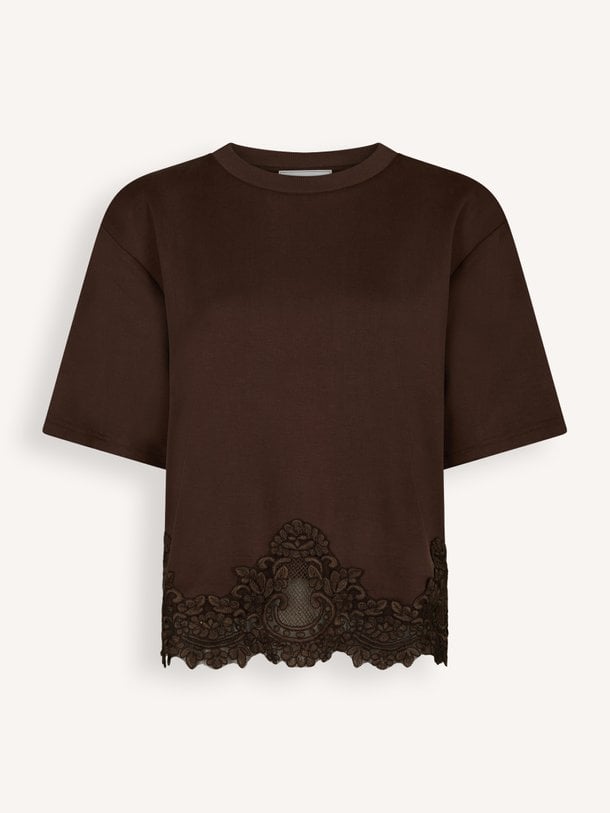 Iria, katoenmix T-shirt met kant