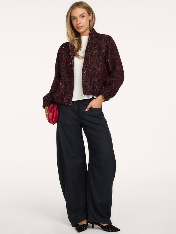 Mela tweed bomber Mela, katoenmix tweed bomberjack