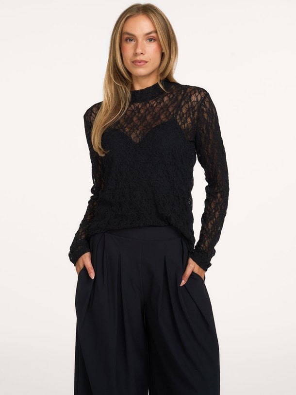 Reagan lace col top Reagan, geweven kanten top
