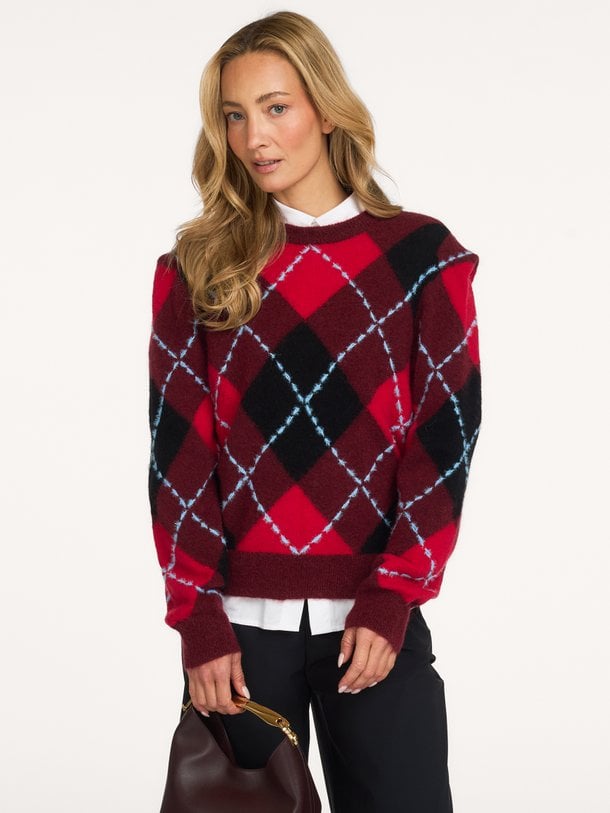 Arly argyle pullover Arly,wolmix geruite trui