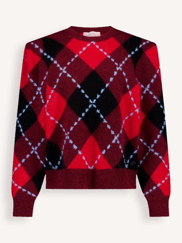 Arly argyle pullover Arly,wolmix geruite trui